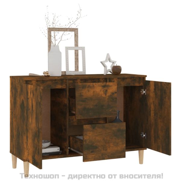 Сайдборд, опушен дъб, 101x35x70 см, инженерно дърво