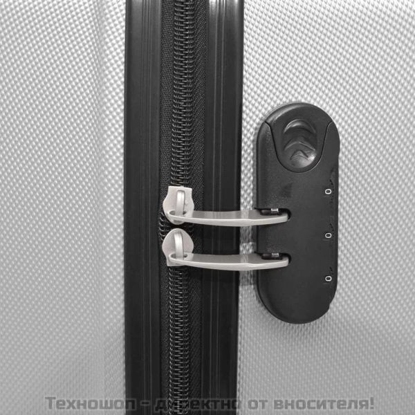 Комплект от 4 броя твърди куфари на колелца, сребристи