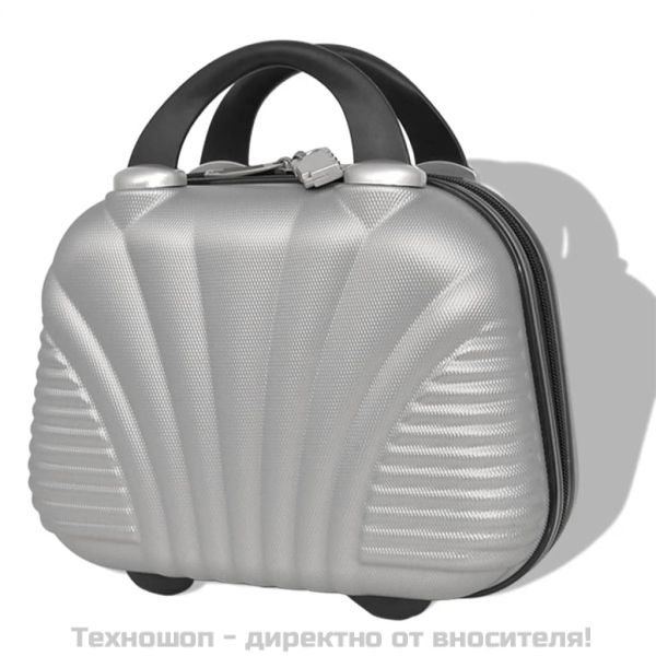 Комплект от 4 броя твърди куфари на колелца, сребристи