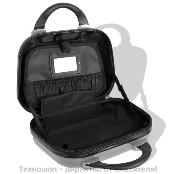 Комплект от 4 броя твърди куфари на колелца, сребристи