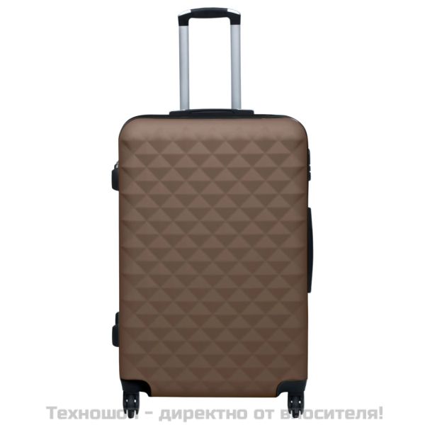 Комплект твърди куфари с колелца, 2 бр, кафяв, ABS