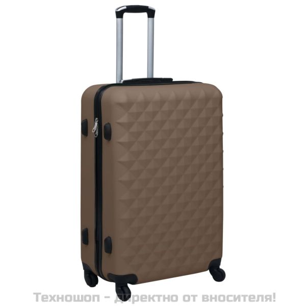 Комплект твърди куфари с колелца, 2 бр, кафяв, ABS