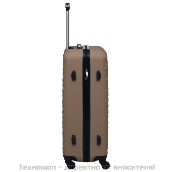 Комплект твърди куфари с колелца, 2 бр, кафяв, ABS