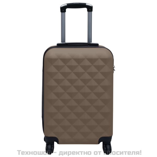 Комплект твърди куфари с колелца, 2 бр, кафяв, ABS