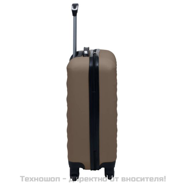 Комплект твърди куфари с колелца, 2 бр, кафяв, ABS