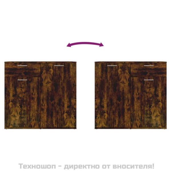 Сайдборд, опушен дъб, 80x36x75 см, инженерно дърво