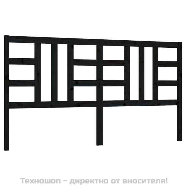 Горна табла за легло, черна, 186x4x100 см, бор масив