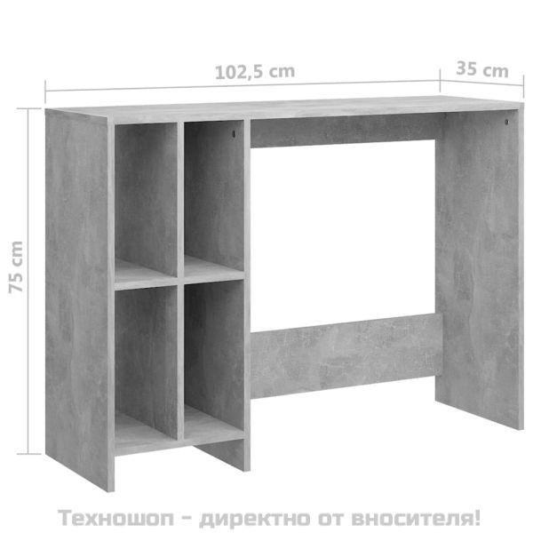 Бюро за лаптоп, бетонно сиво, 102,5x35x75 см, инженерно дърво