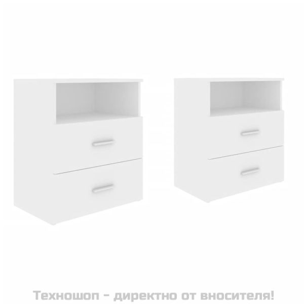 Нощни шкафчета, 2 бр, бели, 50x32x60 см