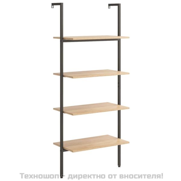 Етажерка стълба с 4 рафта светлокафяво и черно 64x35x152,5 см