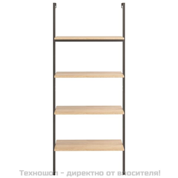 Етажерка стълба с 4 рафта светлокафяво и черно 64x35x152,5 см