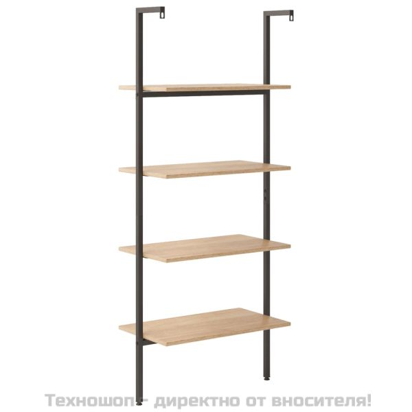 Етажерка стълба с 4 рафта светлокафяво и черно 64x35x152,5 см