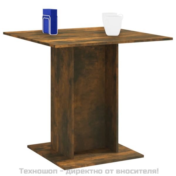 Трапезна маса, опушен дъб, 80x80x75 см, инженерно дърво