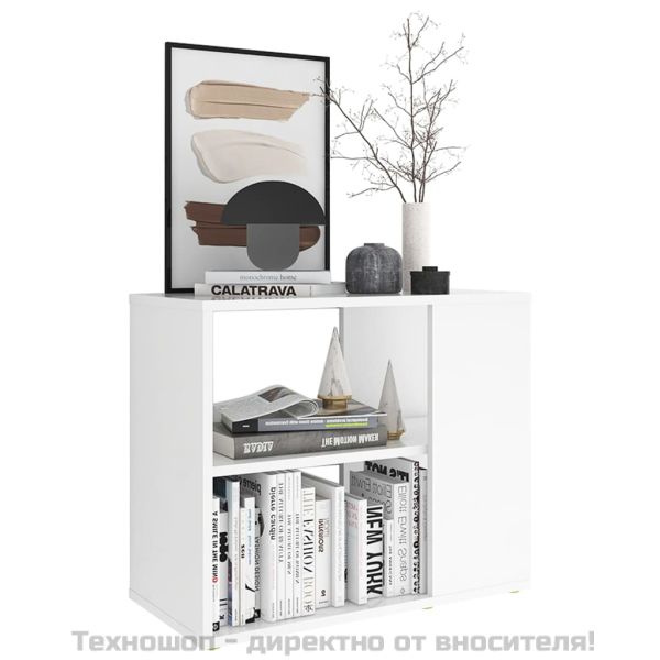 Страничен шкаф, бял, 60x30x50 см, инженерно дърво