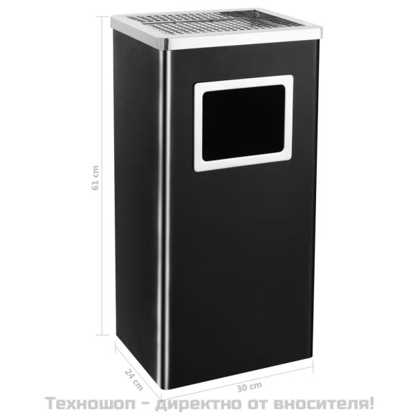 Хотелски кош-пепелник, 45 л, стомана, черен