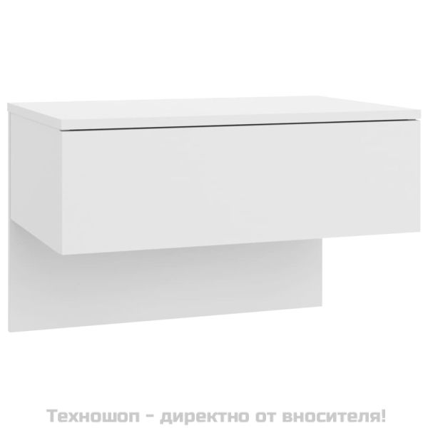 Нощни шкафчета за стенен монтаж, 2 бр, бял гланц