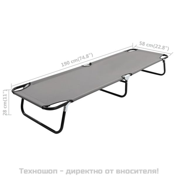 Сгъваем шезлонг, сив, стомана