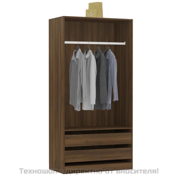 Гардероб, кафяв дъб, 100x50x200 см, инженерно дърво