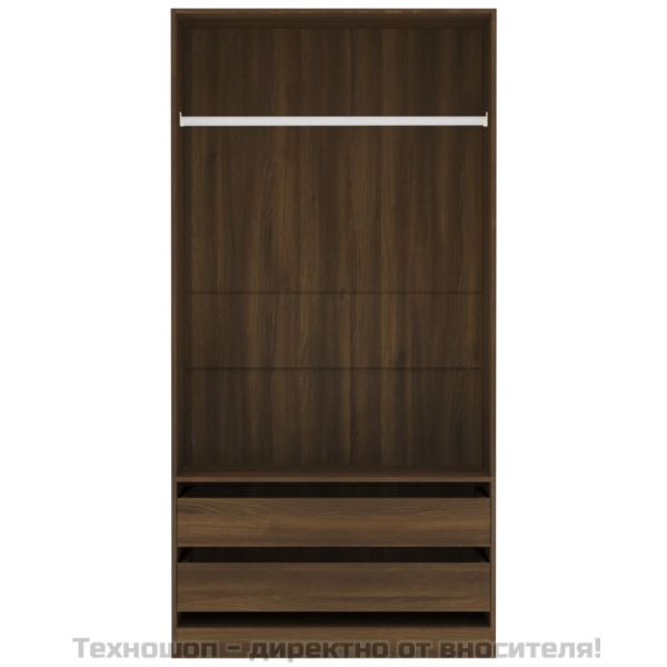 Гардероб, кафяв дъб, 100x50x200 см, инженерно дърво