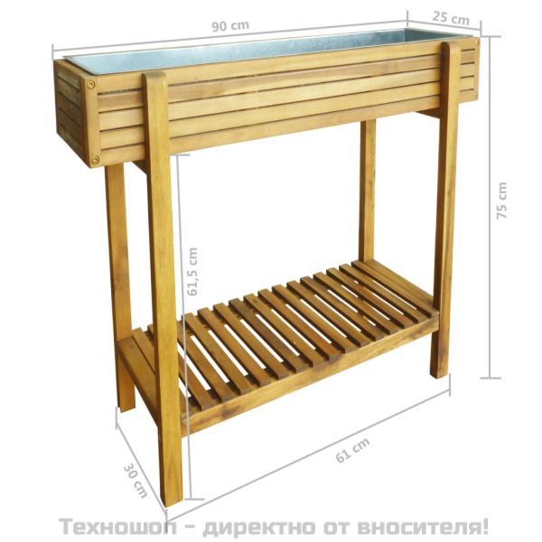 Градинска повдигната леха, акациева дървесина масив и цинк