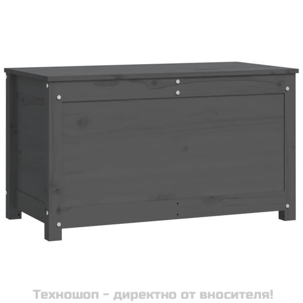 Кутия за съхранение, сива, 80x40x45,5 см, борово дърво масив
