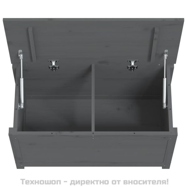 Кутия за съхранение, сива, 80x40x45,5 см, борово дърво масив