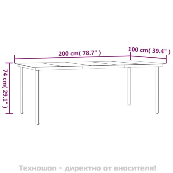 Градински трапезен комплект, 9 части, черен, полиратан
