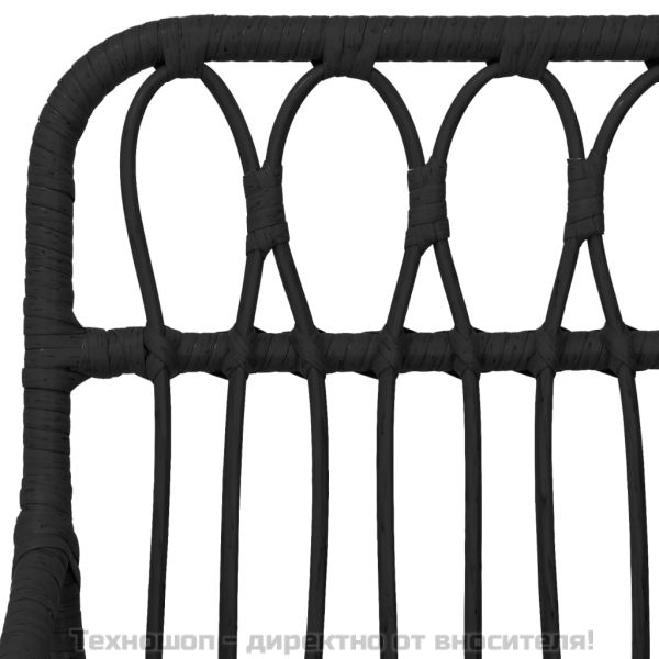 Градински трапезен комплект от 7 части, черно, полиратан