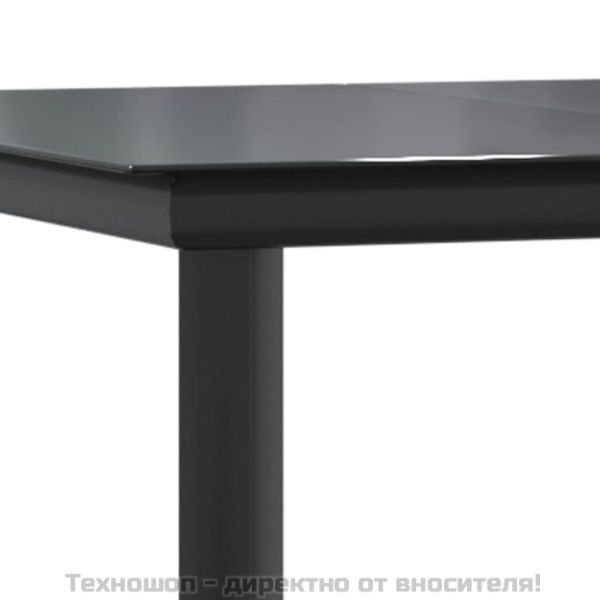 Градински трапезен комплект, 3 части, черен, полиратан