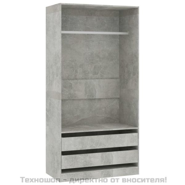 Гардероб, бетонно сиво, 100x50x200 см, ПДЧ