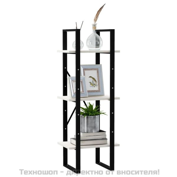 3-етажна библиотека, бяла, 40x30x105 см, борово дърво масив