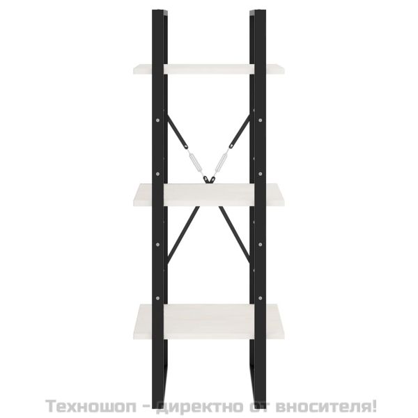 3-етажна библиотека, бяла, 40x30x105 см, борово дърво масив