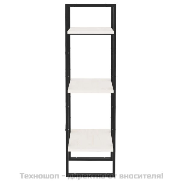 3-етажна библиотека, бяла, 40x30x105 см, борово дърво масив