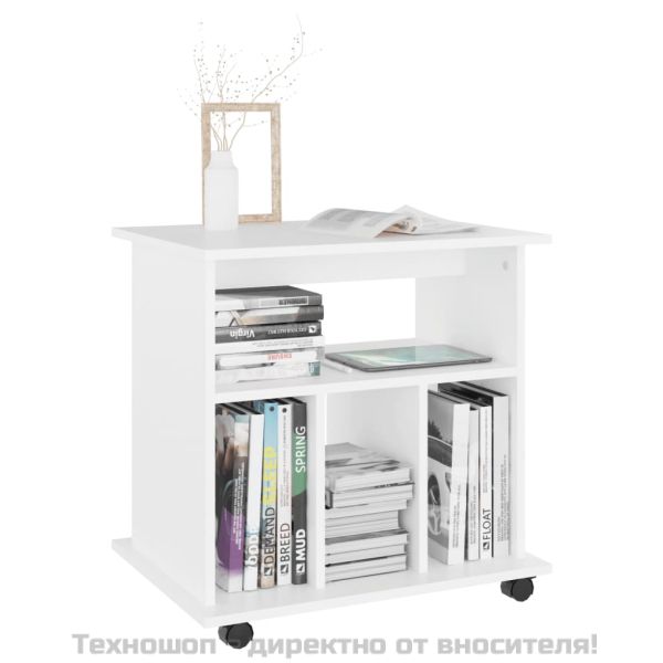 Подвижен шкаф, бял, 60x45x60 см, инженерно дърво