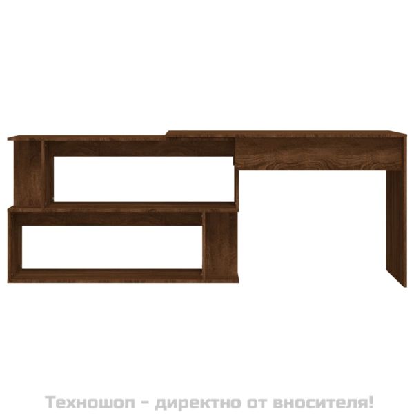 Ъглово бюро, кафяв дъб, 200x50x76 см, инженерно дърво