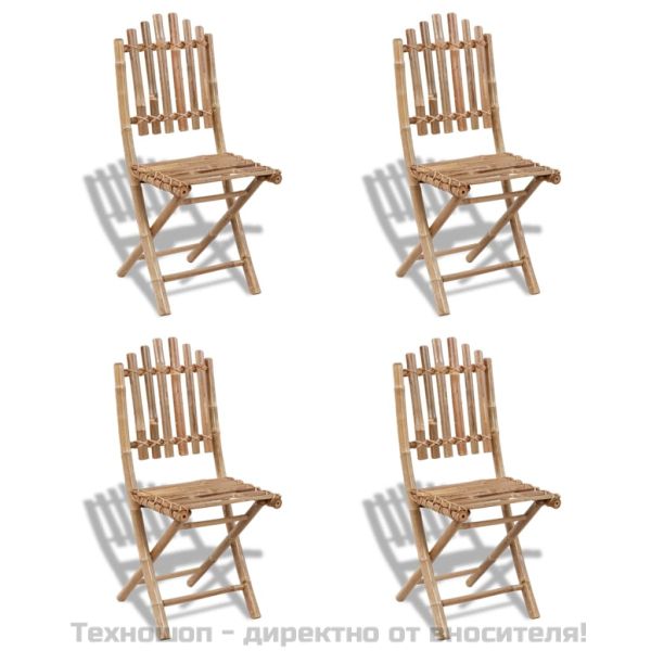 Градински трапезен комплект, сгъваем, 5 части, бамбук