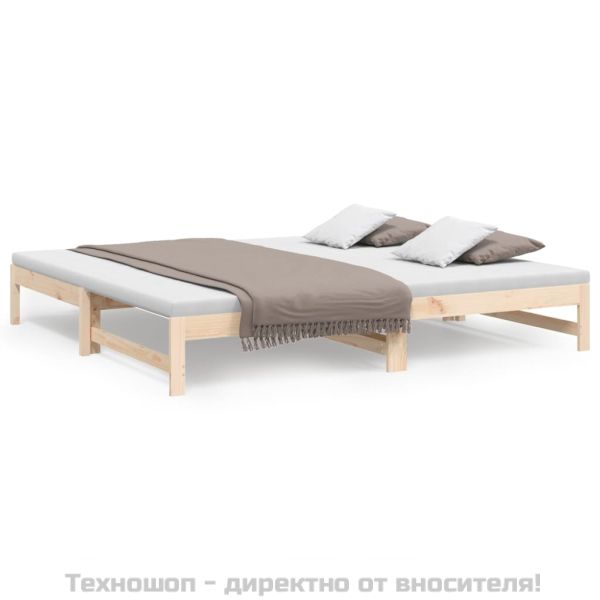 Разтегателна кушетка, 2x(100x200) см, борово дърво масив
