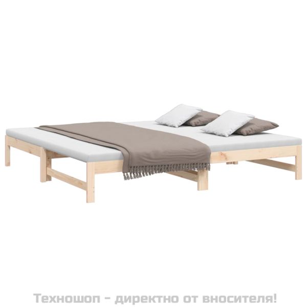 Разтегателна кушетка, 2x(100x200) см, борово дърво масив