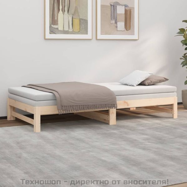 Разтегателна кушетка, 2x(100x200) см, борово дърво масив