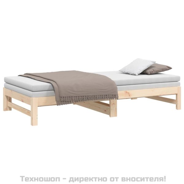 Разтегателна кушетка, 2x(100x200) см, борово дърво масив