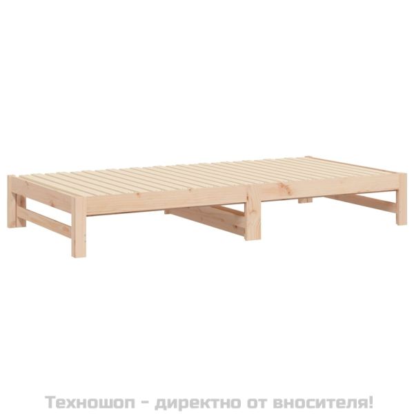 Разтегателна кушетка, 2x(100x200) см, борово дърво масив