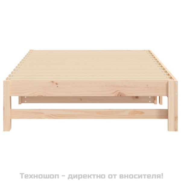Разтегателна кушетка, 2x(100x200) см, борово дърво масив