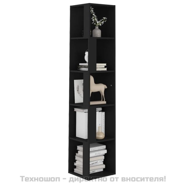 Ъглов шкаф, черен, 33x33x164,5 см, инженерно дърво