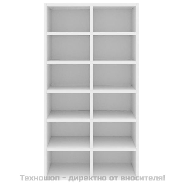 Етажерка за обувки, бяла, 54x34x100,5 см, инженерно дърво
