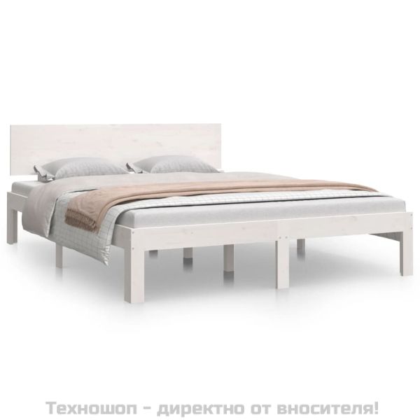 Рамка за легло, бяла, бор масив, 140x190 см