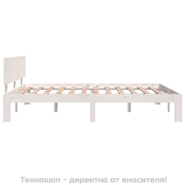 Рамка за легло, бяла, бор масив, 140x190 см