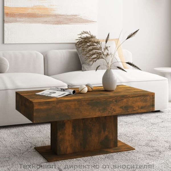 Маса за кафе, опушен дъб, 96x50x45 см, инженерно дърво