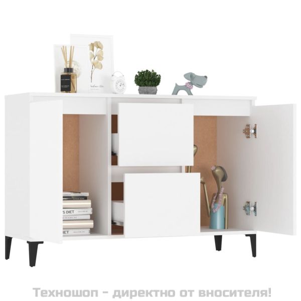 Сайдборд, бял, 102x35x70 см, инженерно дърво