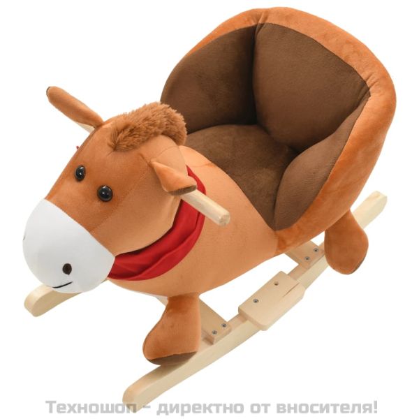 Люлеещо се конче с облегалка плюш 60x32x50 см кафяво