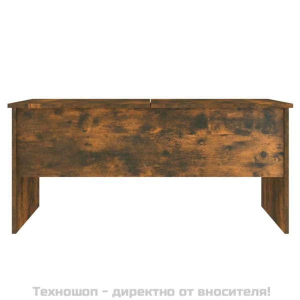 Кафе маса, опушен дъб, 102x50,5x46,5 см, инженерно дърво